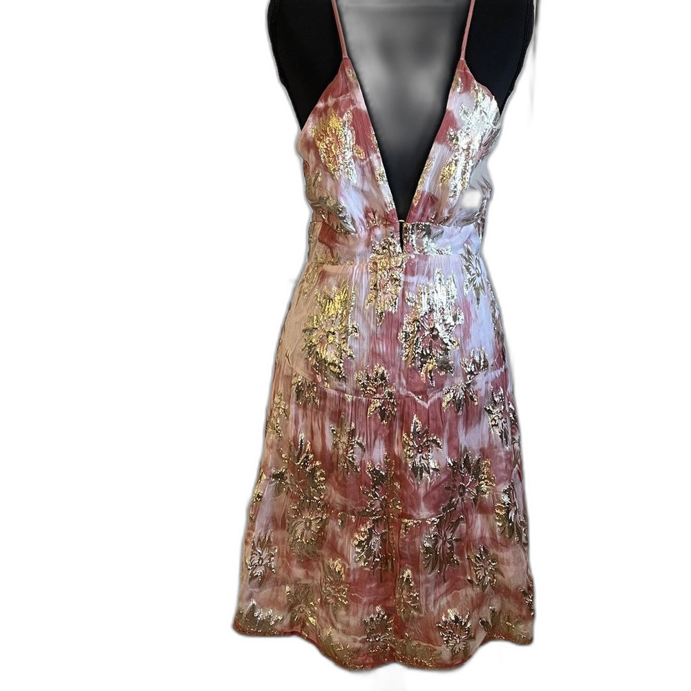 GOA Paris Pink Gold Tie Dye Dress Size Small Rare Boho Fairy Festival Metallic